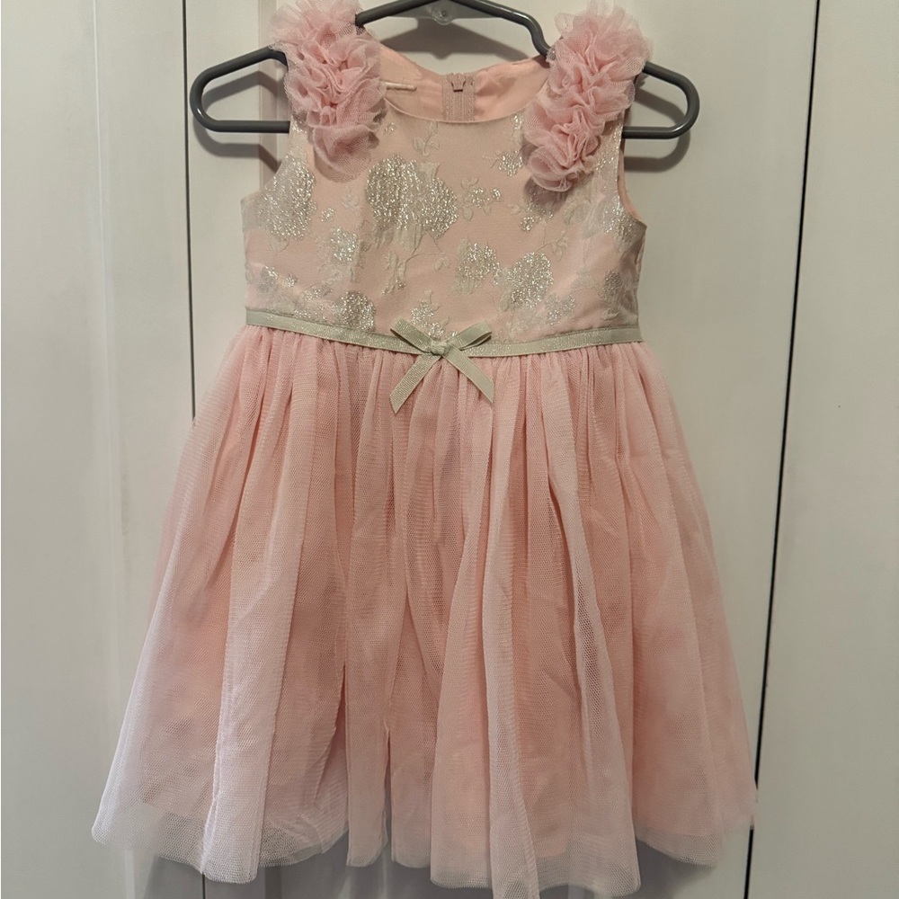 Elegant Pink Kids Dress with Floral Accents